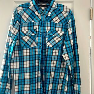 Blue plaid button up